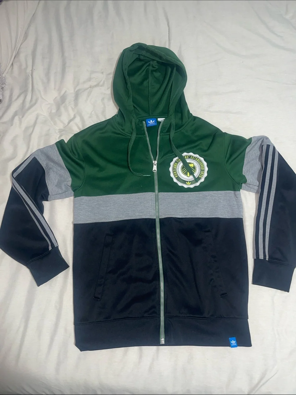 adidas Green, Gray & Black Hooded Zip Jacket